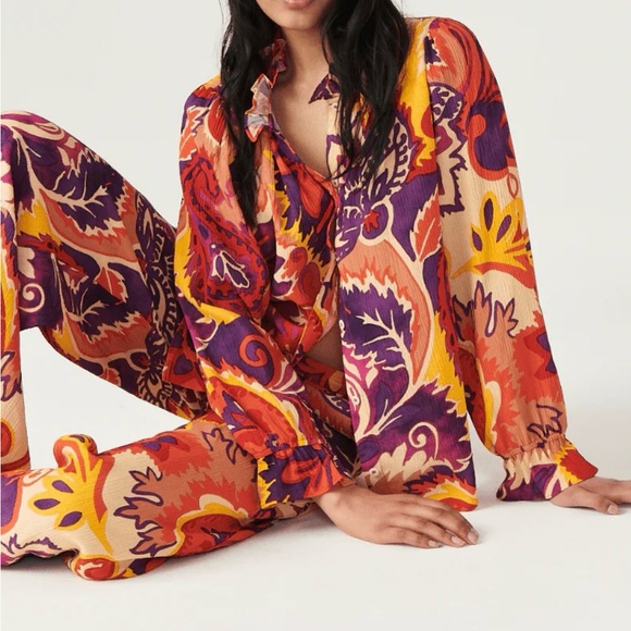 ba&sh Tops - BA&SH Natsy Shirt In Vert Floral Print Blouse  Size 1